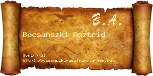 Bocsanszki Asztrid névjegykártya